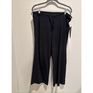 NWT Ex officio Pants Black Cropped Cotton Soy Blend Soytopia Size Large Wide Leg